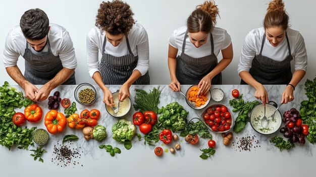 Uczestnicy warsztatów kulinarnych kroją warzywa
